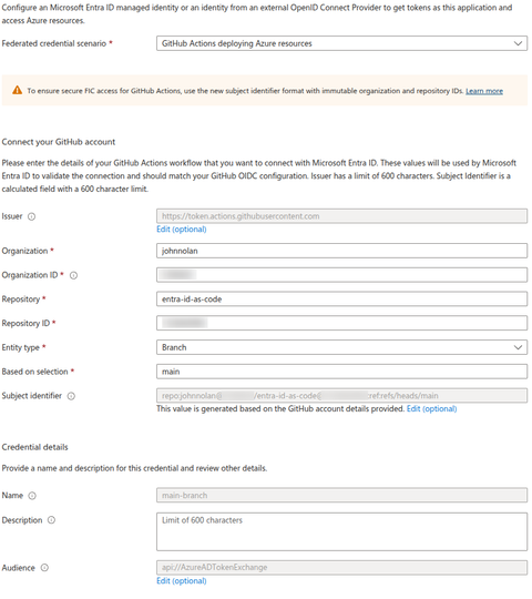 Federated Credentials Example